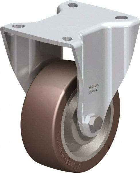 Blickle - 4" Diam x 1-37/64" Wide x 5-1/2" OAH Top Plate Mount Rigid Caster - Polyurethane-Elastomer Blickle Softhane, 880 Lb Capacity, Ball Bearing, 3-15/16 x 3-3/8" Plate - Exact Tool & Supply