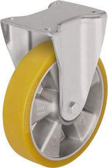 Blickle - 8" Diam x 1-31/32" Wide x 9-41/64" OAH Top Plate Mount Rigid Caster - Polyurethane-Elastomer Blickle Softhane, 1,760 Lb Capacity, Ball Bearing, 5-1/2 x 4-3/8" Plate - Exact Tool & Supply