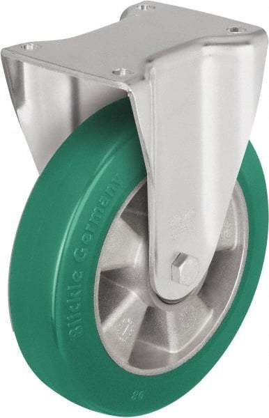 Blickle - 8" Diam x 1-31/32" Wide x 9-41/64" OAH Top Plate Mount Rigid Caster - Polyurethane-Elastomer Blickle Softhane, 1,540 Lb Capacity, Ball Bearing, 5-1/2 x 4-3/8" Plate - Exact Tool & Supply