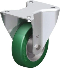 Blickle - 5" Diam x 1-37/64" Wide x 6-1/2" OAH Top Plate Mount Rigid Caster - Polyurethane-Elastomer Blickle Softhane, 770 Lb Capacity, Ball Bearing, 5-1/2 x 4-3/8" Plate - Exact Tool & Supply