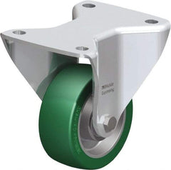 Blickle - 4" Diam x 1-37/64" Wide x 5-1/2" OAH Top Plate Mount Rigid Caster - Polyurethane-Elastomer Blickle Softhane, 660 Lb Capacity, Ball Bearing, 5-1/2 x 4-3/8" Plate - Exact Tool & Supply