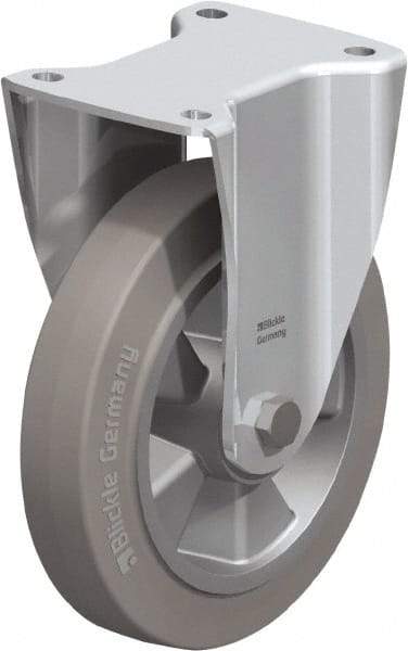 Blickle - 8" Diam x 1-31/32" Wide x 9-41/64" OAH Top Plate Mount Rigid Caster - Solid Rubber, 1,100 Lb Capacity, Ball Bearing, 5-1/2 x 4-3/8" Plate - Exact Tool & Supply