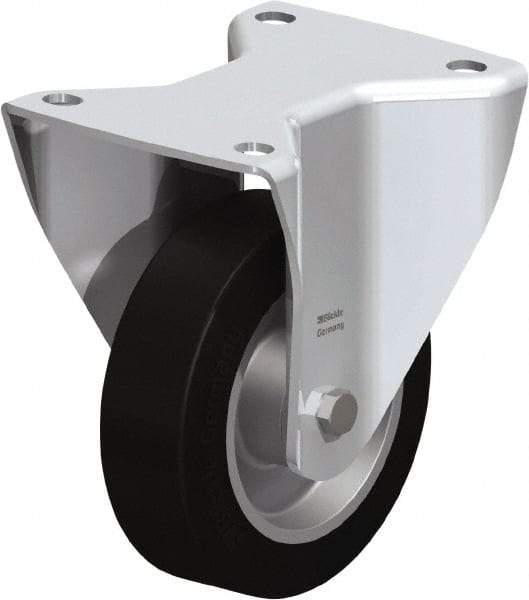 Blickle - 5" Diam x 1-37/64" Wide x 6-1/2" OAH Top Plate Mount Rigid Caster - Solid Rubber, 550 Lb Capacity, Ball Bearing, 5-1/2 x 4-3/8" Plate - Exact Tool & Supply