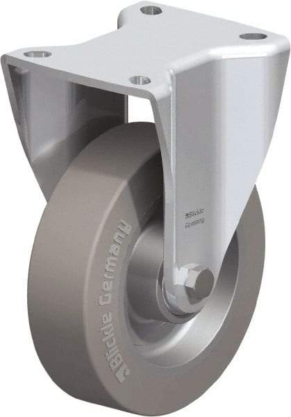 Blickle - 5" Diam x 1-37/64" Wide x 6-1/2" OAH Top Plate Mount Rigid Caster - Solid Rubber, 550 Lb Capacity, Ball Bearing, 3-15/16 x 3-3/8" Plate - Exact Tool & Supply