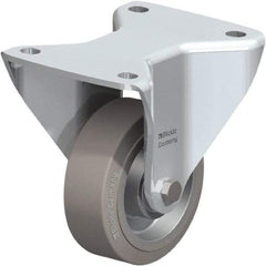 Blickle - 5" Diam x 1-37/64" Wide x 5-1/2" OAH Top Plate Mount Rigid Caster - Solid Rubber, 440 Lb Capacity, Ball Bearing, 5-1/2 x 4-3/8" Plate - Exact Tool & Supply
