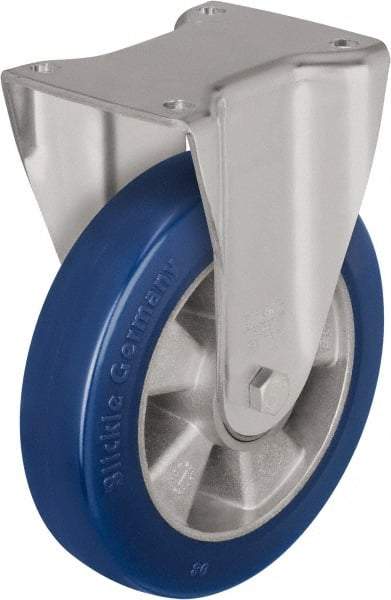 Blickle - 6-1/2" Diam x 1-31/32" Wide x 7-61/64" OAH Top Plate Mount Rigid Caster - Polyurethane-Elastomer Blickle Besthane, 1,210 Lb Capacity, Ball Bearing, 5-1/2 x 4-3/8" Plate - Exact Tool & Supply