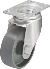 Blickle - 3-1/2" Diam x 1-1/4" Wide x 4-11/16" OAH Top Plate Mount Swivel Caster - Impact-Resistant Nylon, 400 Lb Capacity, Plain Bore Bearing, 3-5/8 x 2-1/2" Plate - Exact Tool & Supply