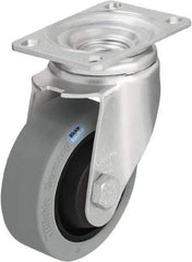 Blickle - 3-1/2" Diam x 1-1/4" Wide x 4-11/16" OAH Top Plate Mount Swivel Caster - Solid Rubber, 350 Lb Capacity, Ball Bearing, 3-5/8 x 2-1/2" Plate - Exact Tool & Supply