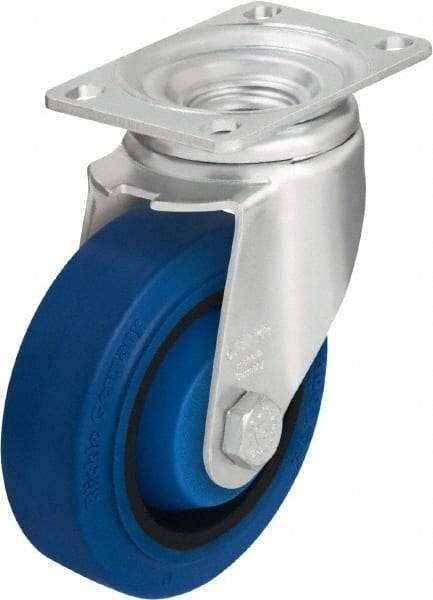 Blickle - 5" Diam x 1-3/8" Wide x 6-1/8" OAH Top Plate Mount Swivel Caster - Solid Rubber, 400 Lb Capacity, Ball Bearing, 3-5/8 x 2-1/2" Plate - Exact Tool & Supply