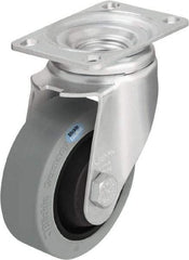 Blickle - 5" Diam x 1-3/8" Wide x 6-1/8" OAH Top Plate Mount Swivel Caster - Solid Rubber, 400 Lb Capacity, Ball Bearing, 3-5/8 x 2-1/2" Plate - Exact Tool & Supply