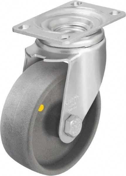 Blickle - 5" Diam x 1-9/16" Wide x 6-1/8" OAH Top Plate Mount Swivel Caster - Impact-Resistant Nylon, 400 Lb Capacity, Ball Bearing, 3-5/8 x 2-1/2" Plate - Exact Tool & Supply
