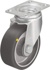 Blickle - 4" Diam x 1-9/16" Wide x 5-1/8" OAH Top Plate Mount Swivel Caster - Polyurethane-Elastomer Blickle Softhane, 400 Lb Capacity, Ball Bearing, 3-5/8 x 2-1/2" Plate - Exact Tool & Supply