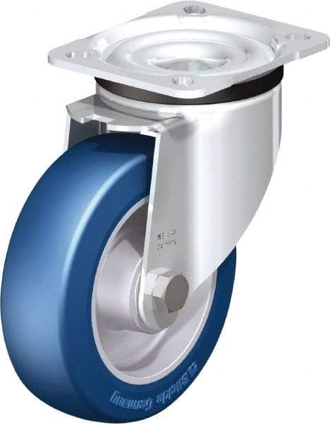 Blickle - 5" Diam x 1-37/64" Wide x 6-7/64" OAH Top Plate Mount Swivel Caster - Polyurethane-Elastomer Blickle Besthane, 770 Lb Capacity, Ball Bearing, 3-15/16 x 3-3/8" Plate - Exact Tool & Supply