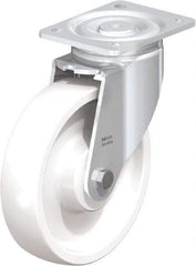 Blickle - 8" Diam x 1-31/32" Wide x 9-41/64" OAH Top Plate Mount Swivel Caster - Impact-Resistant Nylon, 1,980 Lb Capacity, Ball Bearing, 5-1/2 x 4-3/8" Plate - Exact Tool & Supply