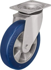 Blickle - 5" Diam x 2-1/8" Wide x 6-11/16" OAH Top Plate Mount Swivel Caster - Polyurethane-Elastomer Blickle Besthane, 990 Lb Capacity, Ball Bearing, 5-1/2 x 4-3/8" Plate - Exact Tool & Supply