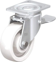 Blickle - 6" Diam x 1-31/32" Wide x 7-3/4" OAH Top Plate Mount Swivel Caster with Brake - Impact-Resistant Nylon, 1,760 Lb Capacity, Ball Bearing, 5-1/2 x 4-3/8" Plate - Exact Tool & Supply