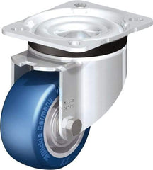 Blickle - 3" Diam x 1-37/64" Wide x 4-21/64" OAH Top Plate Mount Swivel Caster - Polyurethane-Elastomer Blickle Besthane, 506 Lb Capacity, Ball Bearing, 3-15/16 x 3-3/8" Plate - Exact Tool & Supply