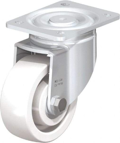 Blickle - 5" Diam x 1-31/32" Wide x 6-11/16" OAH Top Plate Mount Swivel Caster - Impact-Resistant Nylon, 1,650 Lb Capacity, Ball Bearing, 5-1/2 x 4-3/8" Plate - Exact Tool & Supply