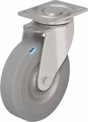 Blickle - 6-1/2" Diam x 1-31/32" Wide x 7-61/64" OAH Top Plate Mount Swivel Caster - Solid Rubber, 990 Lb Capacity, Ball Bearing, 5-1/2 x 4-3/8" Plate - Exact Tool & Supply