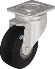Blickle - 5" Diam x 1-31/32" Wide x 6-11/16" OAH Top Plate Mount Swivel Caster - Solid Rubber, 704 Lb Capacity, Ball Bearing, 5-1/2 x 4-3/8" Plate - Exact Tool & Supply