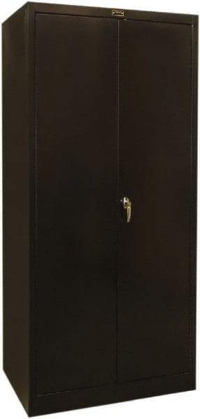 Hallowell - 1 Shelf Wardrobe Storage Cabinet - Steel, 36" Wide x 24" Deep x 78" High, Black - Exact Tool & Supply