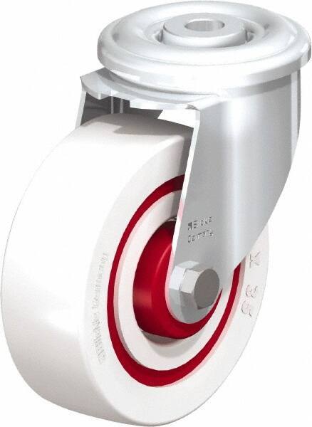 Blickle - 4" Diam x 1-3/8" Wide x 4-59/64" OAH Hollow Kingpin Mount Swivel Caster - Impact-Resistant Nylon, 330 Lb Capacity, Roller Bearing, Hollow Kingpin Stem - Exact Tool & Supply