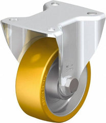 Blickle - 4" Diam x 1-9/16" Wide x 5-7/64" OAH Top Plate Mount Rigid Caster - Polyurethane-Elastomer Blickle Softhane, 550 Lb Capacity, Ball Bearing, 3-15/16 x 3-3/8" Plate - Exact Tool & Supply