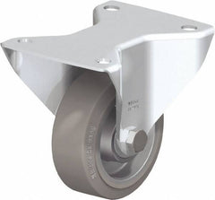 Blickle - 4" Diam x 1-9/16" Wide x 5-7/64" OAH Top Plate Mount Rigid Caster - Solid Rubber, 440 Lb Capacity, Ball Bearing, 5-1/2 x 4-3/8" Plate - Exact Tool & Supply