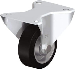Blickle - 4" Diam x 1-9/16" Wide x 5-7/64" OAH Top Plate Mount Rigid Caster - Solid Rubber, 440 Lb Capacity, Ball Bearing, 5-1/2 x 4-3/8" Plate - Exact Tool & Supply