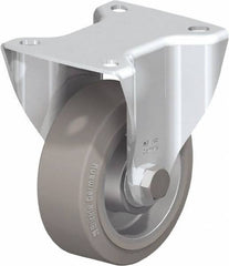 Blickle - 4" Diam x 1-9/16" Wide x 5-7/64" OAH Top Plate Mount Rigid Caster - Solid Rubber, 440 Lb Capacity, Ball Bearing, 3-15/16 x 3-3/8" Plate - Exact Tool & Supply