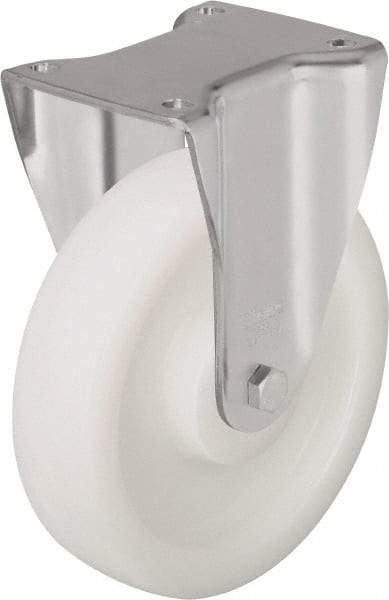 Blickle - 8" Diam x 2" Wide x 9-21/32" OAH Top Plate Mount Rigid Caster - Impact-Resistant Nylon, 1,980 Lb Capacity, Plain Bore Bearing, 5-1/2 x 4-3/8" Plate - Exact Tool & Supply