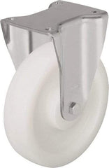 Blickle - 8" Diam x 2" Wide x 9-21/32" OAH Top Plate Mount Rigid Caster - Impact-Resistant Nylon, 1,980 Lb Capacity, Plain Bore Bearing, 5-1/2 x 4-3/8" Plate - Exact Tool & Supply