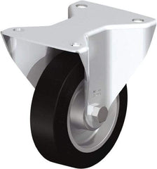 Blickle - 5" Diam x 1-9/16" Wide x 6-3/32" OAH Top Plate Mount Rigid Caster - Solid Rubber, 550 Lb Capacity, Ball Bearing, 5-1/2 x 4-3/8" Plate - Exact Tool & Supply