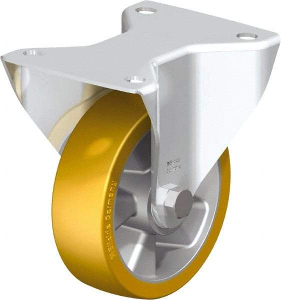 Blickle - 5" Diam x 1-9/16" Wide x 6-7/64" OAH Top Plate Mount Rigid Caster - Polyurethane-Elastomer Blickle Softhane, 770 Lb Capacity, Ball Bearing, 5-1/2 x 4-3/8" Plate - Exact Tool & Supply