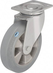 Blickle - 5" Diam x 2" Wide x 6-11/16" OAH Top Plate Mount Swivel Caster - Solid Rubber, 594 Lb Capacity, Ball Bearing, 5-1/2 x 4-3/8" Plate - Exact Tool & Supply