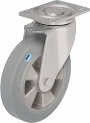Blickle - 10" Diam x 2" Wide x 11-39/64" OAH Top Plate Mount Swivel Caster - Solid Rubber, 1,430 Lb Capacity, Ball Bearing, 5-1/2 x 4-3/8" Plate - Exact Tool & Supply