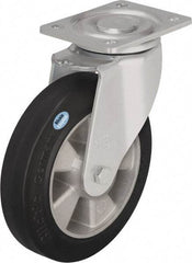 Blickle - 5" Diam x 2" Wide x 6-11/16" OAH Top Plate Mount Swivel Caster - Solid Rubber, 594 Lb Capacity, Ball Bearing, 5-1/2 x 4-3/8" Plate - Exact Tool & Supply