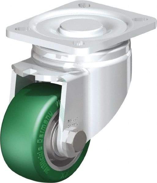 Blickle - 3" Diam x 1-9/16" Wide x 4-23/32" OAH Top Plate Mount Swivel Caster - Polyurethane-Elastomer Blickle Softhane, 506 Lb Capacity, Ball Bearing, 3-15/16 x 3-3/8" Plate - Exact Tool & Supply