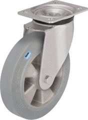 Blickle - 6-1/2" Diam x 1-31/32" Wide x 7-61/64" OAH Top Plate Mount Swivel Caster - Solid Rubber, 880 Lb Capacity, Ball Bearing, 5-1/2 x 4-3/8" Plate - Exact Tool & Supply
