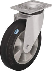 Blickle - 6-1/2" Diam x 1-31/32" Wide x 7-61/64" OAH Top Plate Mount Swivel Caster - Solid Rubber, 880 Lb Capacity, Ball Bearing, 5-1/2 x 4-3/8" Plate - Exact Tool & Supply