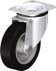 Blickle - 5" Diam x 1-37/64" Wide x 6-7/64" OAH Top Plate Mount Swivel Caster - Solid Rubber, 550 Lb Capacity, Ball Bearing, 3-15/16 x 3-3/8" Plate - Exact Tool & Supply