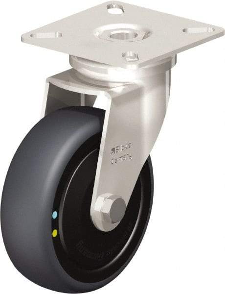 Blickle - 3" Diam x 63/64" Wide x 3-15/16" OAH Top Plate Mount Swivel Caster - Thermoplastic Rubber Elastomer (TPE), 110 Lb Capacity, Ball Bearing, 2-3/8 x 2-3/8" Plate - Exact Tool & Supply