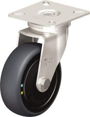 Blickle - 3" Diam x 63/64" Wide x 3-15/16" OAH Top Plate Mount Swivel Caster - Thermoplastic Rubber Elastomer (TPE), 110 Lb Capacity, Ball Bearing, 2-3/8 x 2-3/8" Plate - Exact Tool & Supply