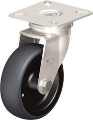 Blickle - 3" Diam x 63/64" Wide x 3-15/16" OAH Top Plate Mount Swivel Caster - Thermoplastic Rubber Elastomer (TPE), 110 Lb Capacity, Plain Bore Bearing, 2-3/8 x 2-3/8" Plate - Exact Tool & Supply