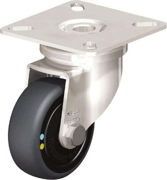 Blickle - 2" Diam x 3/4" Wide x 2-51/64" OAH Top Plate Mount Swivel Caster - Thermoplastic Rubber Elastomer (TPE), 66 Lb Capacity, Ball Bearing, 2-3/8 x 2-3/8" Plate - Exact Tool & Supply
