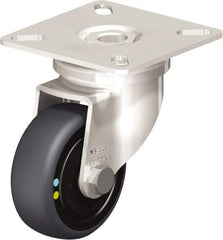 Blickle - 2" Diam x 3/4" Wide x 2-51/64" OAH Top Plate Mount Swivel Caster - Thermoplastic Rubber Elastomer (TPE), 66 Lb Capacity, Ball Bearing, 2-3/8 x 2-3/8" Plate - Exact Tool & Supply