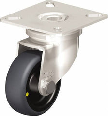 Blickle - 2" Diam x 3/4" Wide x 2-51/64" OAH Top Plate Mount Swivel Caster - Thermoplastic Rubber Elastomer (TPE), 66 Lb Capacity, Plain Bore Bearing, 2-3/8 x 2-3/8" Plate - Exact Tool & Supply