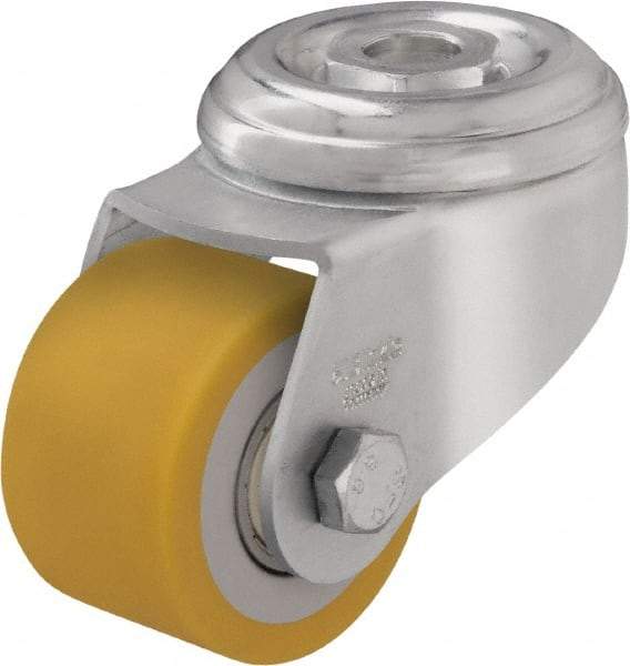 Blickle - 2" Diam x 1-19/64" Wide x 2-3/4" OAH Hollow Kingpin Mount Swivel Caster - Polyurethane-Elastomer Blickle Extrathane, 330 Lb Capacity, Ball Bearing, Hollow Kingpin Stem - Exact Tool & Supply