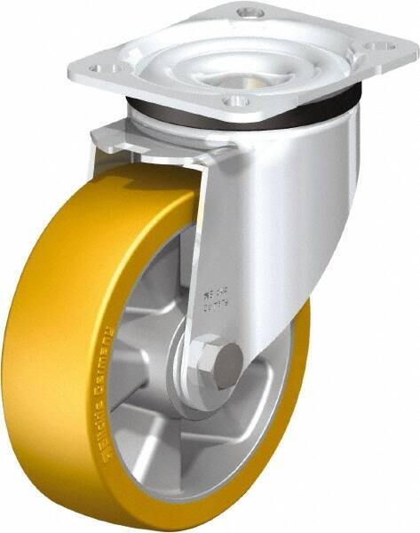 Blickle - 5" Diam x 1-9/16" Wide x 6-7/64" OAH Top Plate Mount Swivel Caster - Polyurethane-Elastomer Blickle Extrathane, 770 Lb Capacity, Ball Bearing, 3-15/16 x 3-3/8" Plate - Exact Tool & Supply