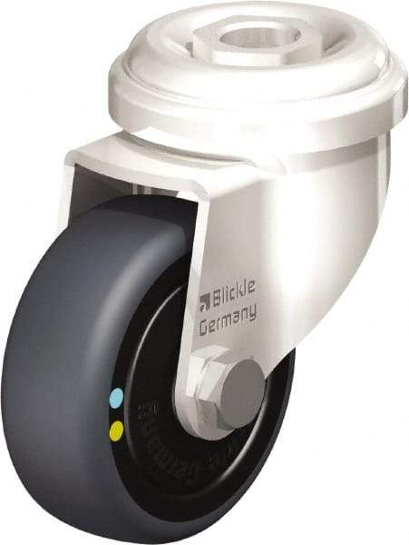 Blickle - 2" Diam x 3/4" Wide x 2-23/32" OAH Hollow Kingpin Mount Swivel Caster - Thermoplastic Rubber Elastomer (TPE), 66 Lb Capacity, Ball Bearing, Hollow Kingpin Stem - Exact Tool & Supply
